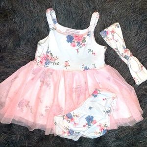 Flower dress with matching Bloomer & Headband